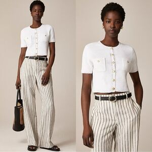 NWT J CREW Short-sleeve sweater lady jacket in white